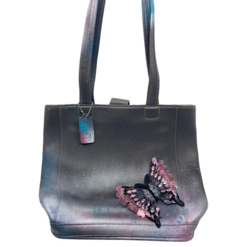 COACH Vintage Leather Crossbody Gray Silver